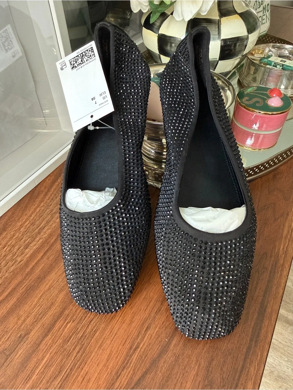 H&M crystal square toe flats - NWT! 38